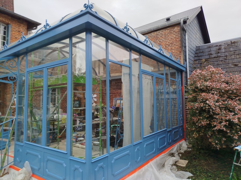 mise en peinture d'une véranda sur le secteur de Quincampoix 